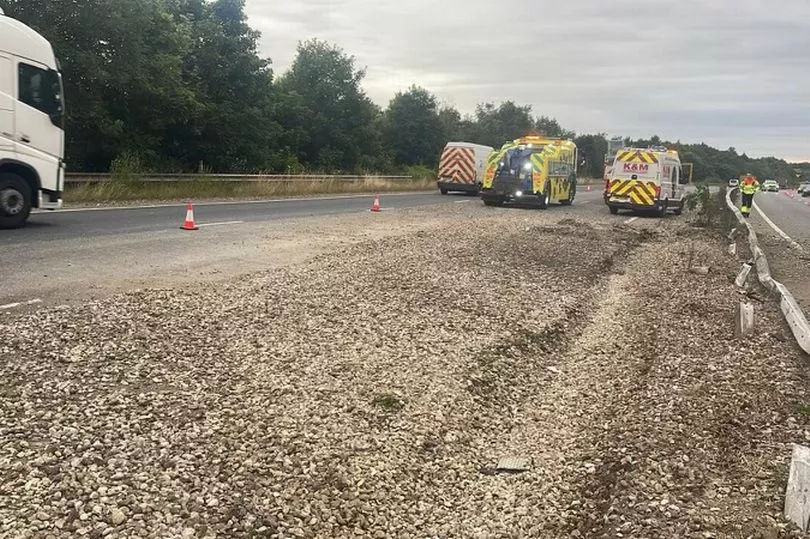 A14 Partially Blocked After Lorry Crashes Into Barrier