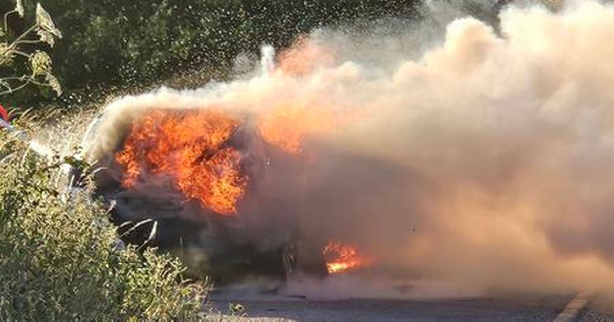 Dramatic Moment When Car In Cambridgeshire Village Burst Into Flames